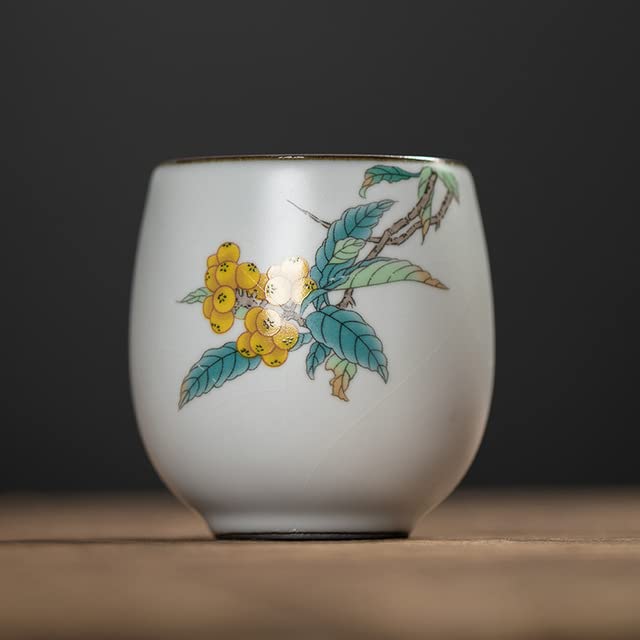 ELLEES Lot de 4 tasses à thé en céramique blanche en porcelaine avec poignée pour le kung fu et le vin, le café, la tasse à thé en gros-1, A