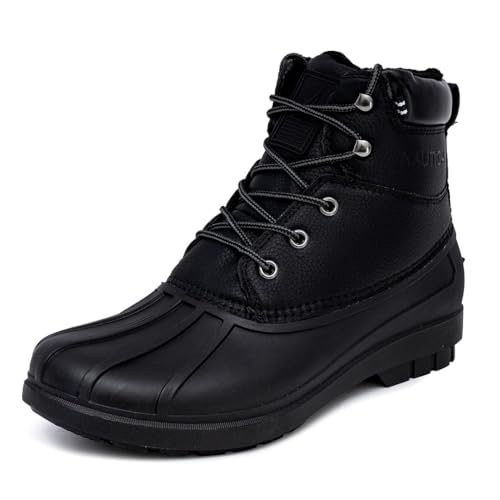 Nautica Mens Duck Boots - Waterproof Shell With Faux Fur Insulated Snow & Rain Boot - Winter Shoe - Dazo 2-Black-7