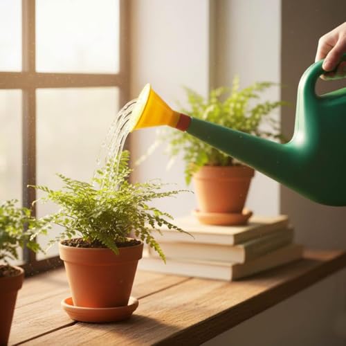 Image of Urban Upvan Watering Can 5L (Green) with 500g Vermicompost | Plastic Garden Water Can with Sprinkler Spout | Lightweight, Durable, Ergonomic Handle | Indoor Outdoor Plant Care