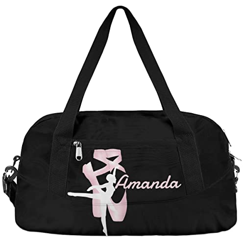 Custom Kids Duffel Overnight Dance Bag for Girls Personalized Dance Duffle Bag for Women Girls- Black