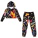 YECARYPOD Color Splatter Girls 2 Piece Outfits Crop Top Hoodie and Sweatpants Athletic Sweatsuits Sets for Boys Girls Kids Dance Tracksuit Jogging Outfits Set Fall Fashion Sweatshirt Set