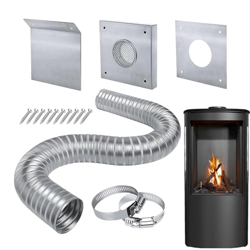 Outdoor Cold Air Kit, Pellet Stove Intake Kits Rust Resistant Vent Hose Fireplace Tool Sets, Air Intake Kit, Heavy Duty Design,