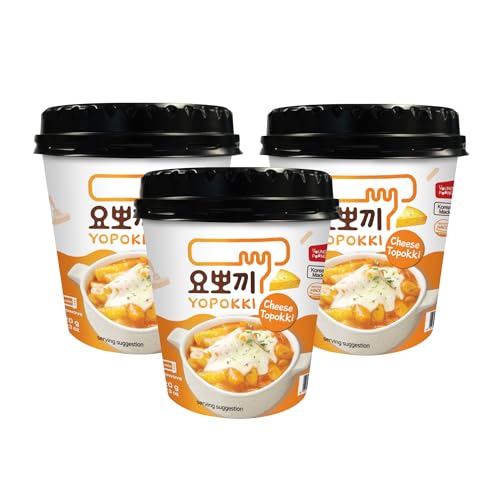 Topokki Tteokbokki Cheese Pack of 3 | Rice Cake Cup 120g - Instant Korean Snacks Food