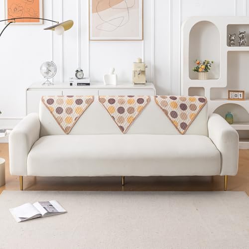 Image of HOKIPO 'HomeHues Series' Quilted Printed Sofa Back Cover, Pack of 1, Brown Polka Dot (IN-898-S-D4)