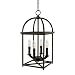 Revel Amesbury 21" Foyer Lantern 4-Light Chandelier, Bronze Finish with Hand-Painted Gold Trims