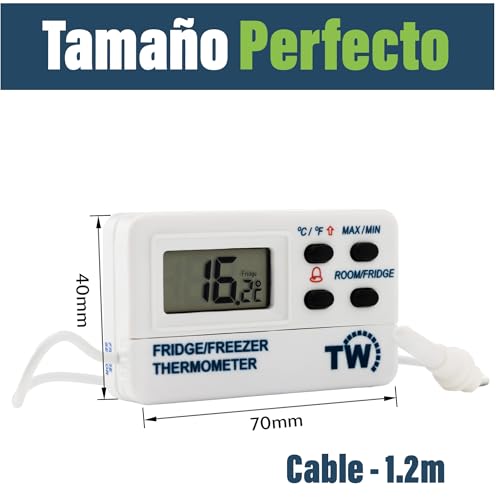 Miniatura 2 de Termómetro Digital Para Nevera, Con Alarma De Advertencia, Temperatura Máxima Y Mínima Y Sonda De 1,2 M
