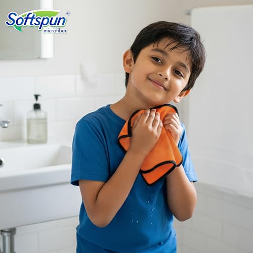 Image of SOFTSPUN Microfiber Baby Hand & Face Wipes 280 GSM 20x30 Cms 4 Piece Towel Set Brown! Super Soft & Comfortable for Newborn Baby and Kids Quick Drying Ultra Absorbent in Small Size.