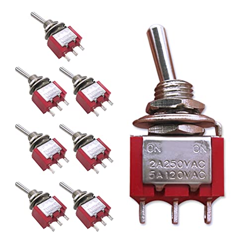 mxuteuk 8pcs MTS-102 3 Terminal 2 Position SPDT Mini Miniature Toggle Switch Car Dash Dashboard ON/ON 5A 120V...