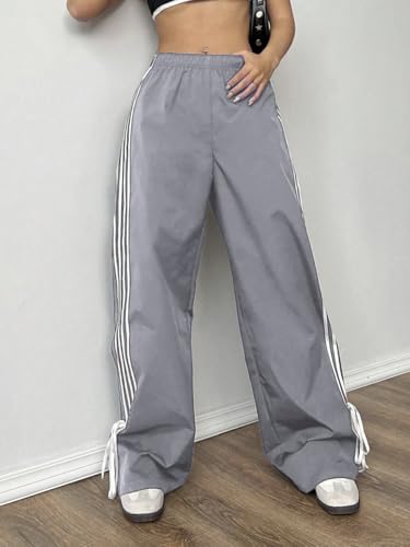Image of Elasticated Sporty Women Cargo Track Pant with Side Stripes