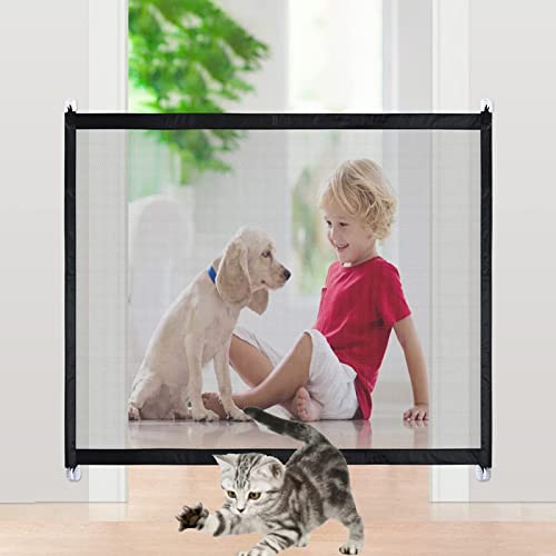 Mesh Dog Gate Pet Gate Portable Safety Gates, Dog Gates For The House, Gates For Dogs Indoorgates For Dogs Indoor Doorways/Hallways/Top And Bottom Of Stairs, No Drilling 43.3''X28.3'' 8 Hooks #TOP1