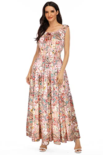 Image of OSTOO Women's 2026 Summer Boho Floral Print Tiered Casual Flowy Long Maxi Dress