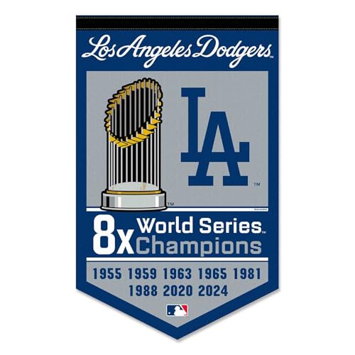 Los Angeles Dodgers 8 Time 8x World Champions Banner Pennant