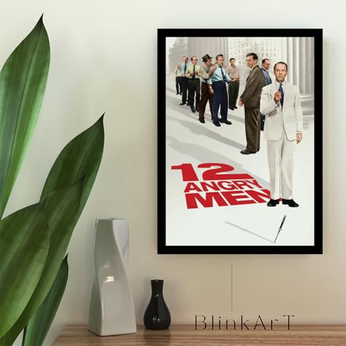 Image of BLINKART 12 Angry Men Movie Poster Frame 8x12 Inch | Premium 300 GSM Paper Wall Print | Mid Century Vintage Film Artwork for Home, Bedroom, Living Room, Office | Framed Photo Decor