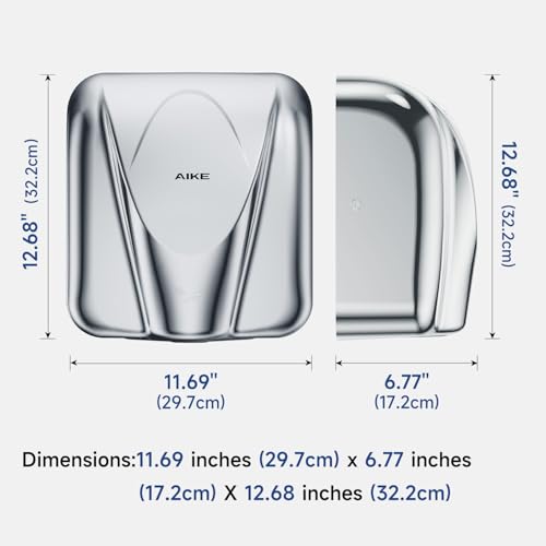AIKE Elephant Power Commercial Hand Dryer High Speed Auto Warm Wind, Polished Stainless Steel Cover AC110V-130V Model AK2812
