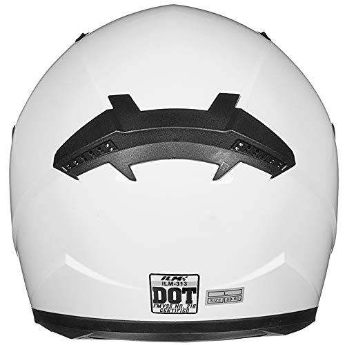 Ilm Full Face Motorcycle Street Bike Helmet With Removable Winter Neck Scarf + 2 Visors Dot Model-Jk313 (M, White) #TOP4