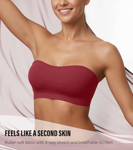 Image of DEANGELMON Strapless Bras for Women Wireless Push Up Non-Slip Bandeau Bra Seamless Clear Straps TubeTop Padded Bralette