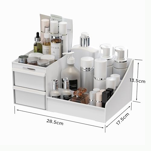 DancesCat Make Up Kosmetik Organizer mit Schubladen, Makeup Organizer Aufbewahrung Kosmetikbox für Waschtische, Schminktisch Organizer Box für Schlafzimmer, Badezimmer, Große Schmink Organizer