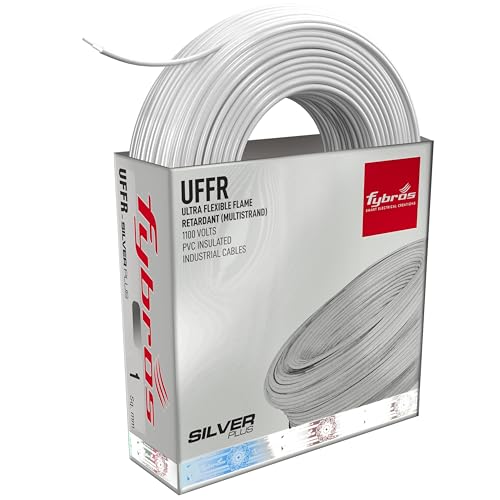 Image of Fybros ULTRA FLEXIBLE FR PVC Insulated 1 Sq Mm Wire | UFFR White Copper Wires & Cables| Cables For wiring | 1 Sq Mm White wire 90 meter| Industrial Wire Cable| Electrical Wire