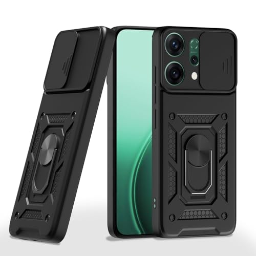 Image of Luxe Back Cover for Oppo Reno 14 5G | D10 Tough Armor Case | Sliding Camera Shield | 360 Protection | Kickstand Ring Holder | Military-Grade Shockproof Bumper Case