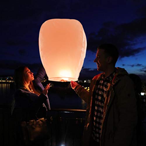 5 Pack Sky Lanterns Paper Chinese Lanterns 100% Biodegradable Environmentally Friendly, Flying Wish Lanterns for Wedding, New Year, Birthday Party Celebration