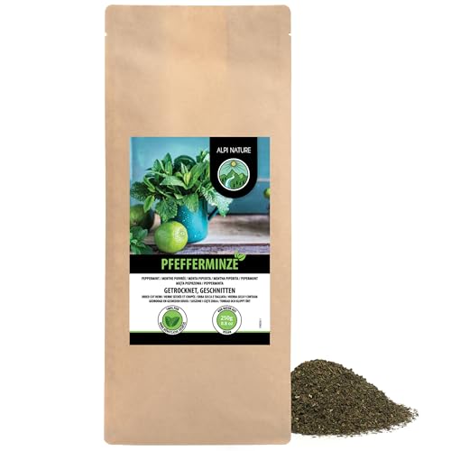 Alpi Nature Té de Menta Piperita 250g, Hojas de Menta Piperita Secas y Cortadas para Infusión
