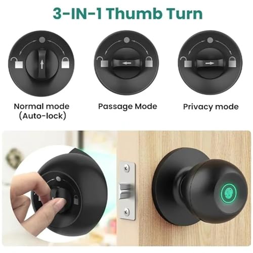 Serrure connectée Bluetooth avec poignée à empreinte digitale et clé de secours pour porte d'entrée - 4