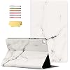 for Samsung Galaxy Tab A 8.0 inch 2019 Case SM-T290/ SM-T295/T297 Ultra Thin Lightweight Trifold Stand Multi-Angle Viewing Folio Cover PU Leather Hard Back Shockproof Shell, White Marble