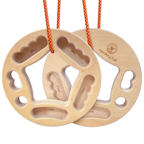 MonkeyTail Hangboard Fingerboard Kletterringe Fingertraininggerät für Klimmzüge Grifftraining Indoor und Outdoor Doppelseitig rutschfest Tragbar