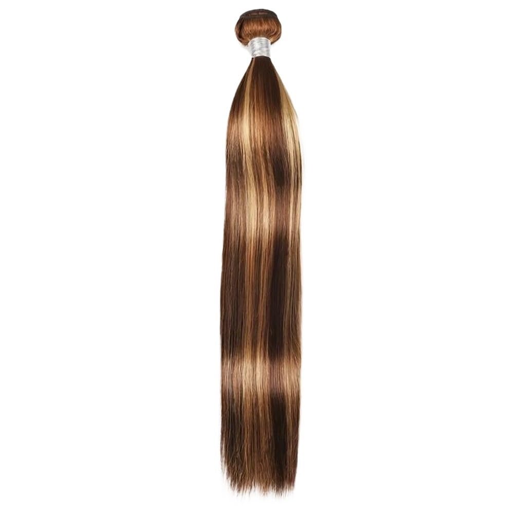 P4/27 miodowy blond brązowe włosy naturalne, gładkie, 1 pasmo, 90 g/wiązka, nieprzetworzone brazylijskie prawdziwe włosy (50 cm)