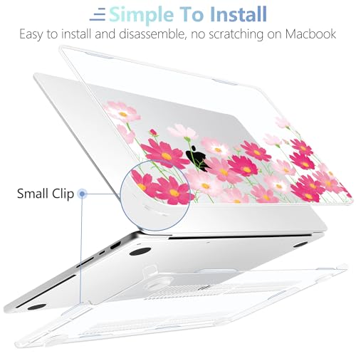 Image of MEEgoodo Case for MacBook Pro 14 inch (M5 /M4 /M3 /M2 /M1) Pro /Max 2026 2025 2024 2023 2021, Laptop Case Fit Model A3427 /A3426 /A3434 /A3112 /A3401 /A3185 /A2918 /A2992 /A2779 /A2442, Bright Pink Flowers