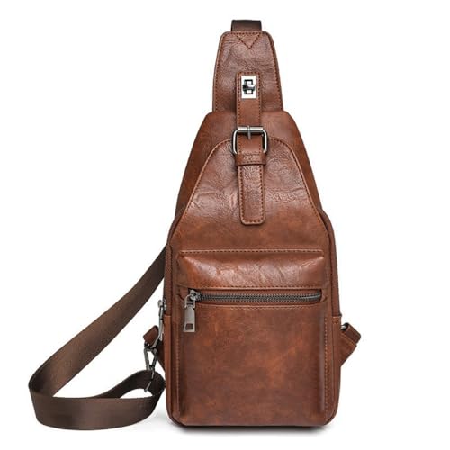 Small Sling Bag for Women Lock-fastened Chest Bag for Travel Multi-compartmental Crossbody Bag Handbag and Purse (Dark brown)