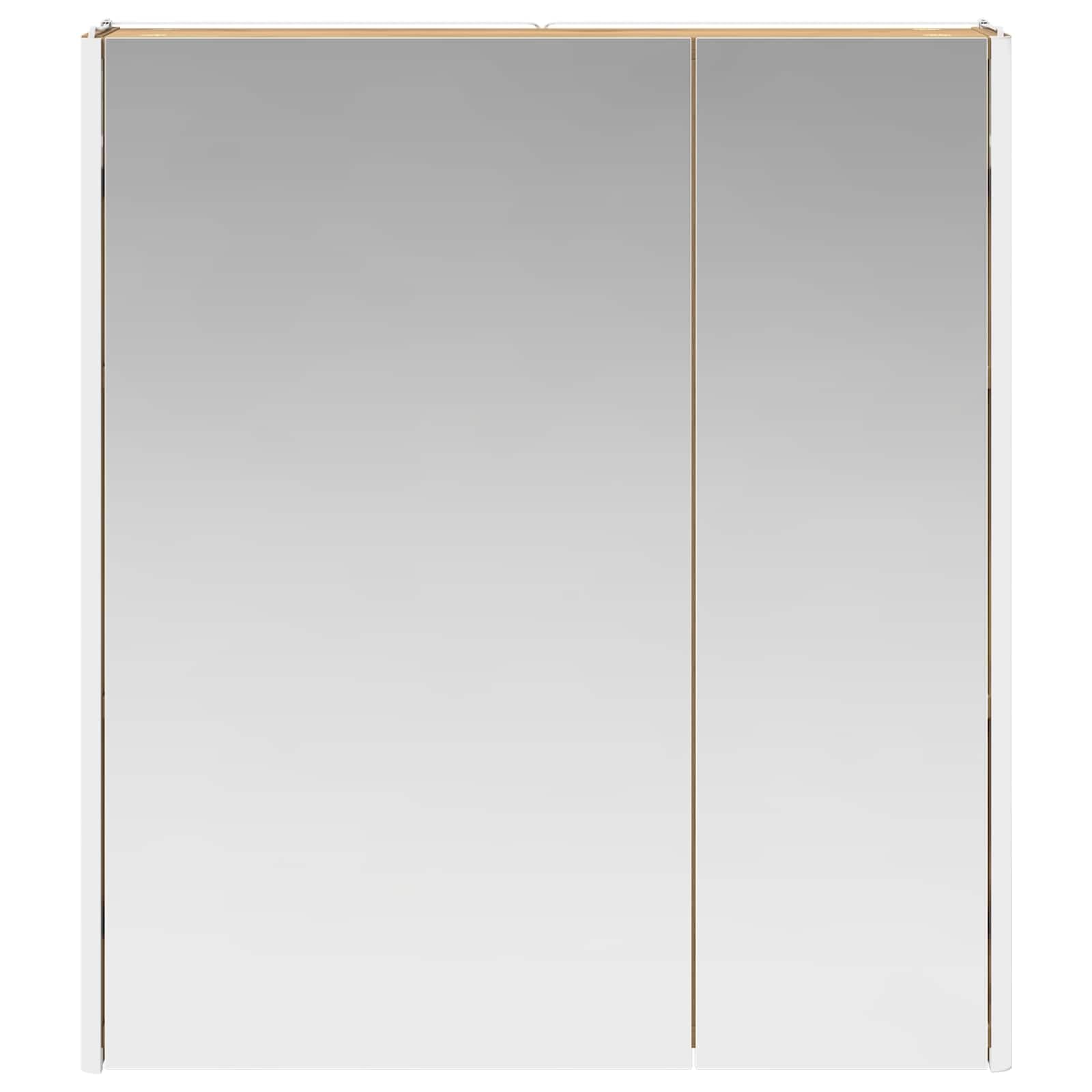 Szafka łazienkowa z lustrem, rzemiosło artystyczne, dąb drewnopochodny, 63,5 x 15,5 x 70 cm, z oświetleniem LED i miejscem do przechowywania, montaż na ścianie, regulowane półki, dwustronne