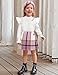 Aulyffo 4t Girls Clothes Size 5 Toddler Girl Outfits 5t White Ruffle Shirt Button Long Sleeve Tops + Pink Plaid Mini Skirt Shorts + Cute Hat 3Pcs Fashion Girls' Clothing Sets