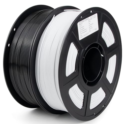 Image of ASA Filament 1.75 + /- 0.02mm - UV /Rain /Heat Resistant Durable 3D Printer Filament, No Warping, Non Odor & Fumes - Perfect for Outdoor Functional Mechanical Parts, 1kg*2 Spools /Black+White