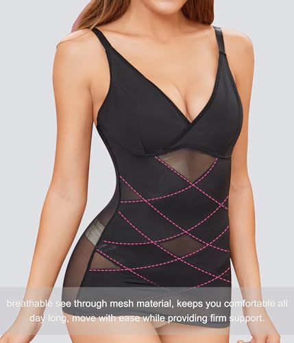 QACIVIQ Body Shaper for Women Tummy Control Shapewear Compression Tanks Cami Tops V-Neck Camisoles with Built in Bra4