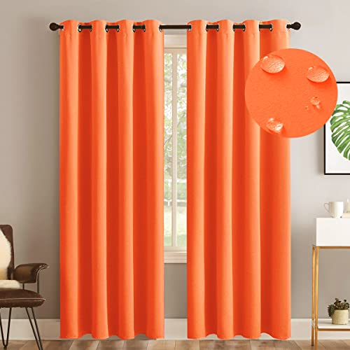Sofjagetq 1 Panel Waterproof Indoor/Outdoor Curtains For Patio-, Extra Wide Blackout Thermal Insulated Drape Waterproof Curtain For Porch, Pergola, Cabana, 100 X 84 Inch, Burnt Orange #TOP4
