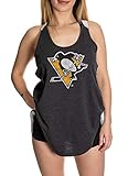 Calhoun NHL Ladies Flowy Racerback Crochet Lace Tank Top (Pittsburgh Penguins, Large)