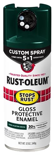 Image of Rust-Oleum Stops Rust Custom 5-in-1 Spray Paint, Gloss Dark Hunter Green | Rust Preventive Enamel, Multi Surface (Metal, Wood and More), Adjustable Dial for Better Control, Fast Dry, Comfort Tip
