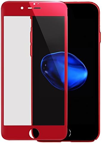 iPhone 8 Plus 7 Plus Screen Protector, Villstar Red Tempered Glass Screen Protector Film Full Coverage for iPhone 8 Plus / 7 Plus 3D 9H Anti Fingerprint Bubble Free (Soft Plastic Edge+Tempered Glass)