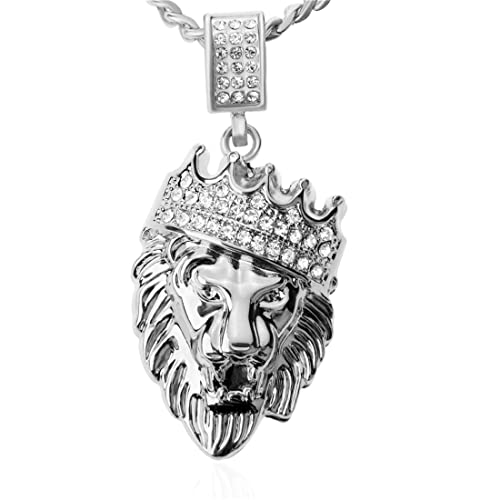 Suweibuke Crown Lion Head Pendant Necklace