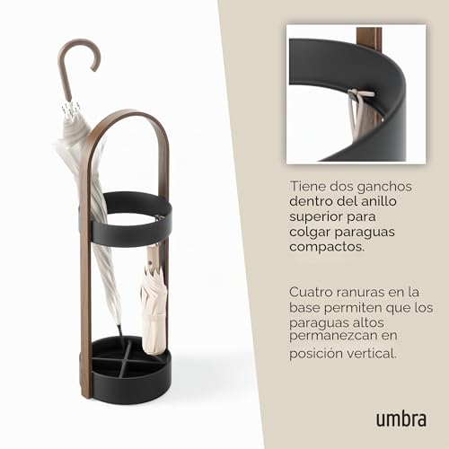 Miniatura 4 de Umbra Bellwood Portaparaguas, Acero, Negro Nogal