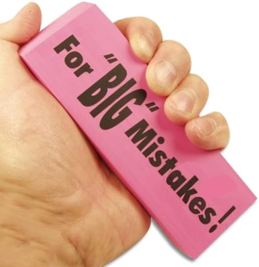 Giant Pink XXL Eraser – “for Big Mistakes” Oversized Novelty Eraser, Funny Stationery Gift, 14 x 5 x 2 cm