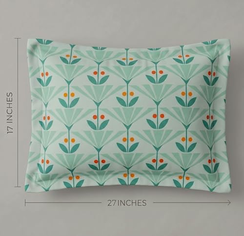 Image of VAS COLLECTIONS Cotton Pillow Cover Set of 2 (17x27 Inches) | Ultra Soft Breathable Pillow Cases for Bed | Skin Friendly, Fade Resistant & Comfortable Pillow Covers for Bedroom Decor (Leaf Green)