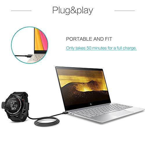 TUSITA - Cargador para Garmin Fenix, Fenix 2, D2 Bravo, Quatix, Tactix GPS - Clip de fijación para Cable de Carga USB 100 cm - Smartwatch Accessories