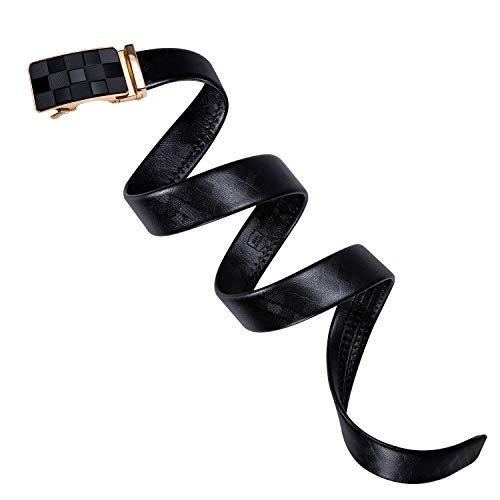 Image of Dubulle Designer Men's Belts, Ratchet Leather Sliding Buckle Dress Belt