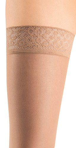 Mediven Sheer & Soft For Women, 20-30 Mmhg Thigh High W/Lace Silicone Top Band Closed Toe Compression Stockings, Natural, Ii-Standard #TOP1