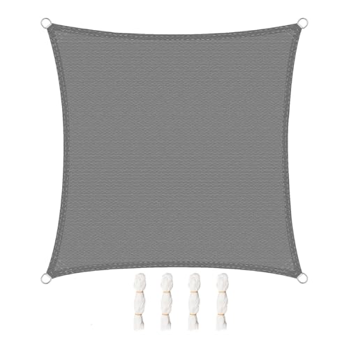 WOLTU Toldo Vela de Sombra Cuadrado 3.6x3.6 m HDPE Transpirable Anti Rayos UV Solar protección 85% Resistente y para Jardín, Patio, Exteriores Arena, Gris