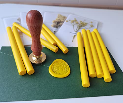 AMTOL Lot de 10 bâtons de cire pour sceaux de cire, bâtons de pour pistolet à colle, parfaits pour les invitations de mariage, les enveloppes, les emballages cadeaux(Jaune) – vue 3