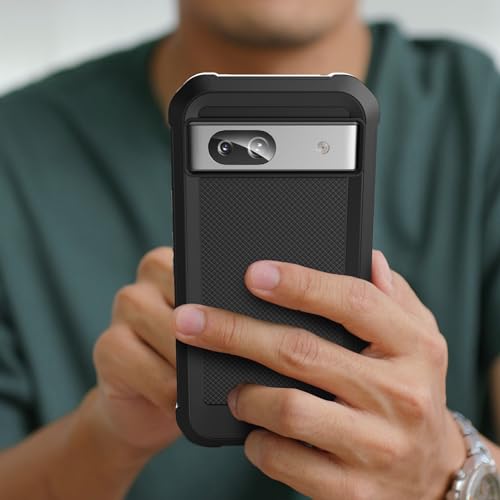 ENCASED Rugged Case for Google Pixel 8a with Screen Protector (Tempered Glass) Ultra Protective, Shockproof Full-Body Hybrid Cover (2024 Release) Black