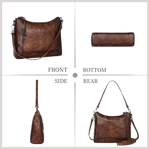 Image of Iswee Leather Crossbody Bags for Women Shoulder Purse Medium Hobo Genuine Leather Satchel Purses and Handbags